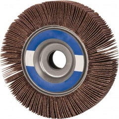 Made in USA - 4" Diam, 80 Grit Aluminum Oxide Unmounted Flap Wheel - 5/8" Hole, 1" Wide, Coated, Medium Grade, 9,000 Max RPM , X Weighted Backing - Benchmark Tooling