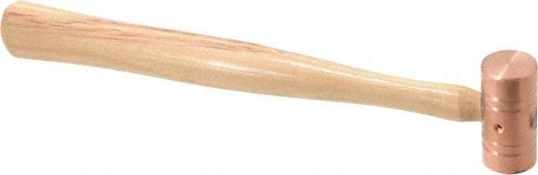 Made in USA - 1/2 Lb Head 3/4" Face Copper Nonmarring Hammer - 10-1/2" OAL, Wood Handle - Benchmark Tooling