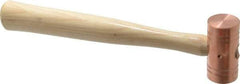 Made in USA - 1 Lb Head 1-1/4" Face Copper Nonmarring Hammer - 10-1/2" OAL, Wood Handle - Benchmark Tooling