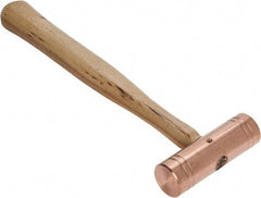 Made in USA - 1-1/2 Lb Head 1-1/4" Face Copper Nonmarring Hammer - 12" OAL, Wood Handle - Benchmark Tooling