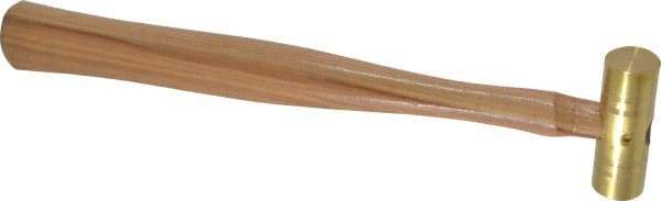 Made in USA - 1/4 Lb Head 3/4" Face Brass Nonmarring Hammer - 10-1/2" OAL, Wood Handle - Benchmark Tooling