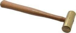 Made in USA - 1-1/2 Lb Head 1-1/4" Face Brass Nonmarring Hammer - 12" OAL, Wood Handle - Benchmark Tooling