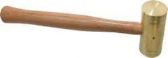 Made in USA - 3 Lb Head 1-3/4" Face Brass Nonmarring Hammer - 14" OAL, Wood Handle - Benchmark Tooling