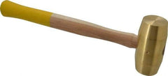 Made in USA - 5 Lb Head 1-7/8" Face Brass Nonmarring Hammer - 15" OAL, Wood Handle - Benchmark Tooling