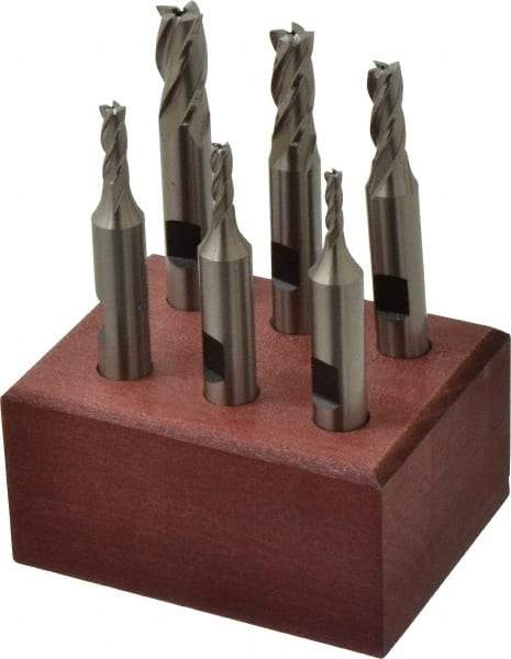 Hertel - 1/8 to 3/8", 4 Flute End Mill Set - Uncoated, High Speed Steel, Double End, 3/8" Shank Diam - Benchmark Tooling