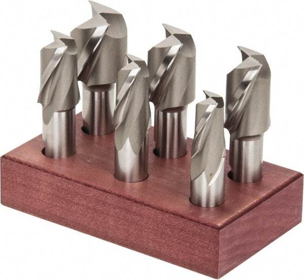 Hertel - 3/4 to 1-1/2", 2 Flute End Mill Set - Uncoated, High Speed Steel, 3/4" Shank Diam, Centercutting - Benchmark Tooling