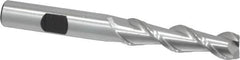 Hertel - 3/8", 1-1/2" LOC, 3/8" Shank Diam, 3-1/4" OAL, 2 Flute, High Speed Steel Square End Mill - Single End, Uncoated, Spiral Flute, 42° Helix, Centercutting, Right Hand Cut, Right Hand Flute - Benchmark Tooling