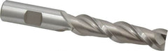 Hertel - 5/8", 2-1/2" LOC, 5/8" Shank Diam, 4-5/8" OAL, 2 Flute, High Speed Steel Square End Mill - Single End, Uncoated, Spiral Flute, 42° Helix, Centercutting, Right Hand Cut, Right Hand Flute - Benchmark Tooling