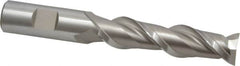 Hertel - 3/4", 3" LOC, 3/4" Shank Diam, 5-1/4" OAL, 2 Flute, High Speed Steel Square End Mill - Single End, Uncoated, Spiral Flute, 42° Helix, Centercutting, Right Hand Cut, Right Hand Flute - Benchmark Tooling
