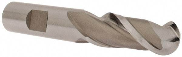 Hertel - 5/8" Diam, 1-5/8" LOC, 2 Flute High Speed Steel Ball End Mill - Uncoated, Single End, 3-3/4" OAL, 5/8" Shank Diam, Spiral Flute - Benchmark Tooling