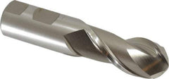 Hertel - 1" Diam, 2" LOC, 2 Flute High Speed Steel Ball End Mill - Uncoated, Single End, 4-1/2" OAL, 1" Shank Diam, Spiral Flute - Benchmark Tooling