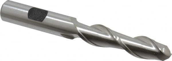 Hertel - 1/2" Diam, 2" LOC, 2 Flute High Speed Steel Ball End Mill - Uncoated, Single End, 4" OAL, 1/2" Shank Diam, Spiral Flute - Benchmark Tooling