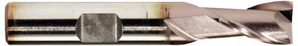 Hertel - 3/8", 9/16" LOC, 3/8" Shank Diam, 2-1/2" OAL, 2 Flute, High Speed Steel Square End Mill - Single End, TiCN Finish, Spiral Flute, 30° Helix, Centercutting, Right Hand Cut, Right Hand Flute - Benchmark Tooling