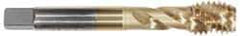 Accupro - 7/16-14 UNC 3 Flute Modified Bottoming Spiral Flute Tap - Powdered Metal, TiN Finish, 3-5/32" OAL, Right Hand Flute, Right Hand Thread, H5 - Benchmark Tooling