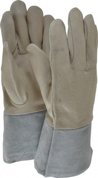 PRO-SAFE - Size M Unlined Pigskin Welding Glove - 29.25cm OAL, Gauntlet Cuff, Straight Thumb, For MIG/TIG - Benchmark Tooling