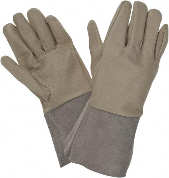 PRO-SAFE - Size S Unlined Pigskin Welding Glove - 28cm OAL, Gauntlet Cuff, Straight Thumb, For MIG/TIG - Benchmark Tooling