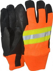 MCR Safety - Size M (8) Grain Pigskin Cold Protection & Waterproof Work Gloves - For Work & Driver, Uncoated, Knit Wrist Cuff, Full Fingered, Yellow/Red/Orange/Black, Paired - Benchmark Tooling
