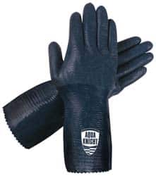MCR Safety - Size L (9), 12" Long, Supported, Nitrile Chemical Resistant Gloves - Textured Finish, Cotton Lined, Gauntlet Cuff, Black - Benchmark Tooling
