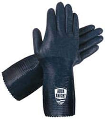 MCR Safety - Size L (9), 12" Long, Supported, Nitrile Chemical Resistant Gloves - Textured Finish, Cotton Lined, Gauntlet Cuff, Black - Benchmark Tooling