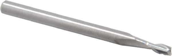 RobbJack - 3/32", 3/16" LOC, 1/8" Shank Diam, 1-1/2" OAL, 2 Flute, Solid Carbide Square End Mill - Single End, Uncoated, Spiral Flute, 30° Helix, Centercutting, Right Hand Cut, Right Hand Flute, Series S1-201 - Benchmark Tooling