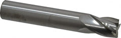 RobbJack - 1/2", 5/8" LOC, 1/2" Shank Diam, 3" OAL, 4 Flute, Solid Carbide Square End Mill - Single End, Uncoated, Spiral Flute, 30° Helix, Centercutting, Right Hand Cut, Right Hand Flute, Series S1-401 - Benchmark Tooling