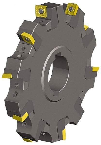 Kennametal - Arbor Hole Connection, 0.548" Cutting Width, 1.03" Depth of Cut, 4" Cutter Diam, 1-1/4" Hole Diam, 6 Tooth Indexable Slotting Cutter - KSSS Toolholder, SPCT, SPET, SPPT Insert - Benchmark Tooling