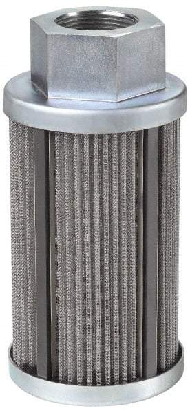 Parker - 30 Mesh, 95 LPM, 25 GPM, 3.53" Diam, Male/Female Magnetic Suction Strainer - 1-1/4 Port NPT, 7.39" Long - Benchmark Tooling