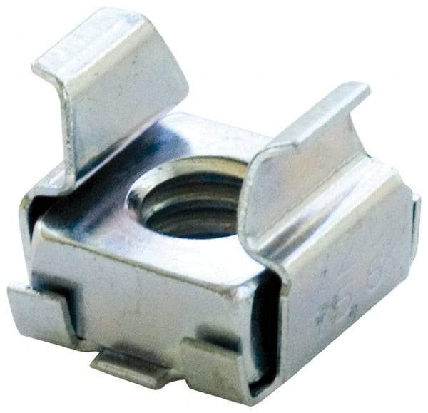 Made in USA - 3/8-16 Screw, 0.093 to 1/8" Thick, Spring Steel Cage Nut - Zinc-Plated Finish - Benchmark Tooling