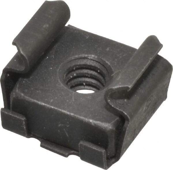 Made in USA - #10-24 Screw, 0.025 to 1/16" Thick, Spring Steel Cage Nut - Black Phosphate Finish - Benchmark Tooling