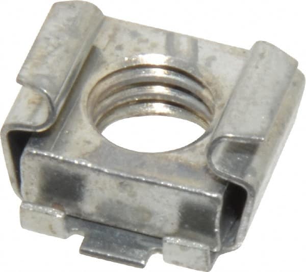 Made in USA - 3/8-16 Screw, 0.028 to 0.056" Thick, Spring Steel Cage Nut - Zinc-Plated Finish - Benchmark Tooling