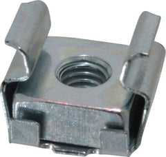 Made in USA - #10-32 Screw, 0.064 to 0.105" Thick, Spring Steel Cage Nut - Zinc-Plated Finish - Benchmark Tooling