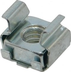 Made in USA - 1/4-20 Screw, 0.093 to 1/8" Thick, Spring Steel Cage Nut - Zinc-Plated Finish - Benchmark Tooling