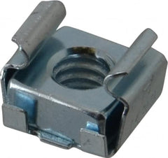 Made in USA - 1/4-20 Screw, 0.025 to 1/16" Thick, Spring Steel Cage Nut - Zinc-Plated Finish - Benchmark Tooling