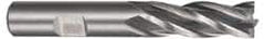 Hertel - 3/16", 1-1/4" LOC, 3/8" Shank Diam, 3-1/16" OAL, 4 Flute, High Speed Steel Square End Mill - Single End, Uncoated, Spiral Flute, 30° Helix, Centercutting, Right Hand Cut, Right Hand Flute - Benchmark Tooling