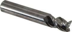 Niagara Cutter - 1/2", 5/8" LOC, 1/2" Shank Diam, 3" OAL, 3 Flute, Solid Carbide Square End Mill - Single End, Uncoated, Spiral Flute, 45° Helix, Centercutting, Right Hand Cut, Right Hand Flute, Series A345 - Benchmark Tooling