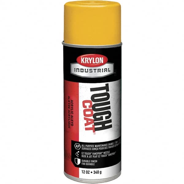 Krylon - OSHA Yellow, 12 oz Net Fill, High Gloss, Enamel Spray Paint - 20 to 25 Sq Ft per Can, 16 oz Container, Use on Conduits, Ducts, Electrical Equipment, Machinery, Metal, Motors, Pipelines & Marking Areas, Railings, Steel Bars, Tool Boxes, Tools - Benchmark Tooling