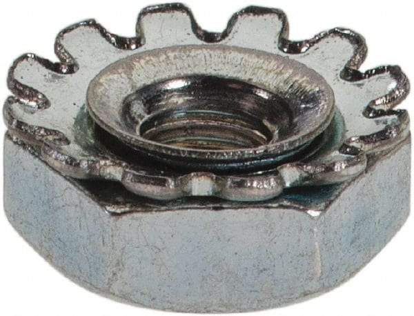 Value Collection - #5-40, Zinc Plated, Steel Hex Nut with External Tooth Washer - 1/4" Washer Diam, 1/4" Width Across Flats - Benchmark Tooling