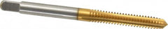 Cleveland - #10-24 UNC 2B/3B 4 Flute TiN Finish High Speed Steel Straight Flute Standard Hand Tap - Plug, Right Hand Thread, 2-3/8" OAL, 7/8" Thread Length, H3 Limit, Oversize - Exact Industrial Supply