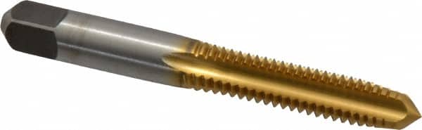 Cleveland - 3/8-16 UNC 3B 4 Flute TiN Finish High Speed Steel Straight Flute Standard Hand Tap - Plug, Right Hand Thread, 2-15/16" OAL, 1-1/4" Thread Length, H3 Limit, Oversize - Exact Industrial Supply