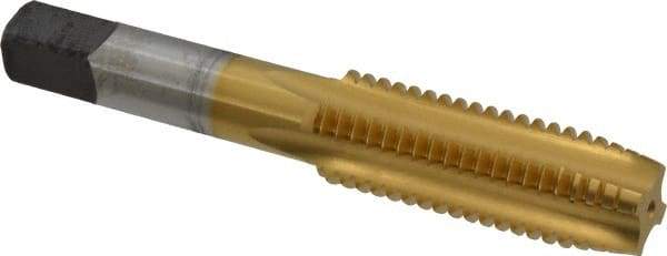 Cleveland - 5/8-11 UNC 3B 4 Flute TiN Finish High Speed Steel Straight Flute Standard Hand Tap - Plug, Right Hand Thread, 3-13/16" OAL, 1-13/16" Thread Length, H3 Limit, Oversize - Exact Industrial Supply