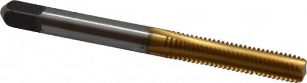 Cleveland - #12-28 UNF 2B/3B 4 Flute TiN Finish High Speed Steel Straight Flute Standard Hand Tap - Bottoming, Right Hand Thread, 2-3/8" OAL, 15/16" Thread Length, H3 Limit, Oversize - Exact Industrial Supply