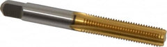 Cleveland - 5/16-24 UNF 3B 4 Flute TiN Finish High Speed Steel Straight Flute Standard Hand Tap - Bottoming, Right Hand Thread, 2-23/32" OAL, 1-1/8" Thread Length, H3 Limit, Oversize - Exact Industrial Supply