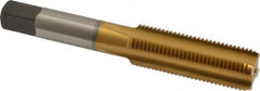 Cleveland - 9/16-18 UNF 4 Flute TiN Finish High Speed Steel Straight Flute Standard Hand Tap - Bottoming, Right Hand Thread, 3-19/32" OAL, 1-21/32" Thread Length, H3 Limit, Oversize - Exact Industrial Supply