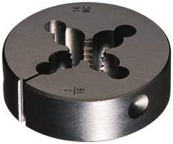 Cle-Line - 1/2-20 UNF Thread, 1-1/2" Outside Diam Carbon Steel Round Die - 2" Thick, Right Hand Thread, Adjustable - Exact Industrial Supply