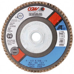 Camel Grinding Wheels - 120 Grit, 7" Disc Diam, 7/8" Center Hole, Type 29 Aluminum Oxide Flap Disc - 8,600 Max RPM, Polyester Backing, Arbor Attaching System, Coated - Benchmark Tooling