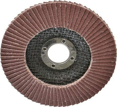 Camel Grinding Wheels - 60 Grit, 4-1/2" Disc Diam, 7/8" Center Hole, Type 29 Aluminum Oxide Flap Disc - 13,300 Max RPM, Polyester Backing, Arbor Attaching System, Coated - Benchmark Tooling