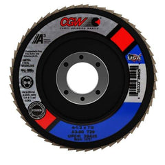 Camel Grinding Wheels - 80 Grit, 4-1/2" Disc Diam, 7/8" Center Hole, Type 29 Aluminum Oxide Flap Disc - 13,300 Max RPM, Polyester Backing, Arbor Attaching System, Coated - Benchmark Tooling
