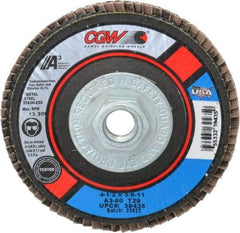 Camel Grinding Wheels - 80 Grit, 4-1/2" Disc Diam, 5/8-11 Center Hole, Type 29 Aluminum Oxide Flap Disc - 13,300 Max RPM, Polyester Backing, Arbor Attaching System, Coated - Benchmark Tooling
