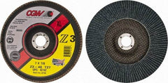 Camel Grinding Wheels - 40 Grit, 7" Disc Diam, 7/8" Center Hole, Type 27 Zirconia Alumina Flap Disc - 8,600 Max RPM, Poly Cotton Backing, Arbor Attaching System, Coated - Benchmark Tooling
