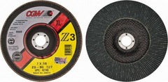 Camel Grinding Wheels - 80 Grit, 7" Disc Diam, 7/8" Center Hole, Type 27 Zirconia Alumina Flap Disc - 8,600 Max RPM, Poly Cotton Backing, Arbor Attaching System, Coated - Benchmark Tooling